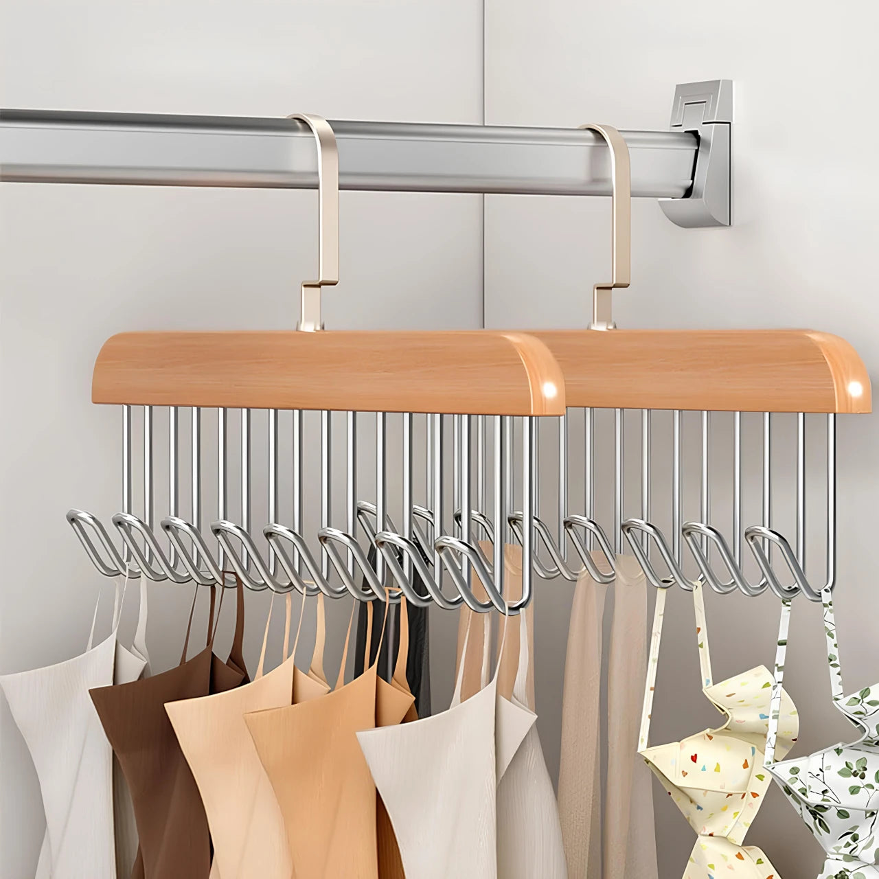 2pc-Premium Space-Saving Cascading Clothes Hanger Organizer – 360° Rotating Closet Storage Rack (8 Hooks)