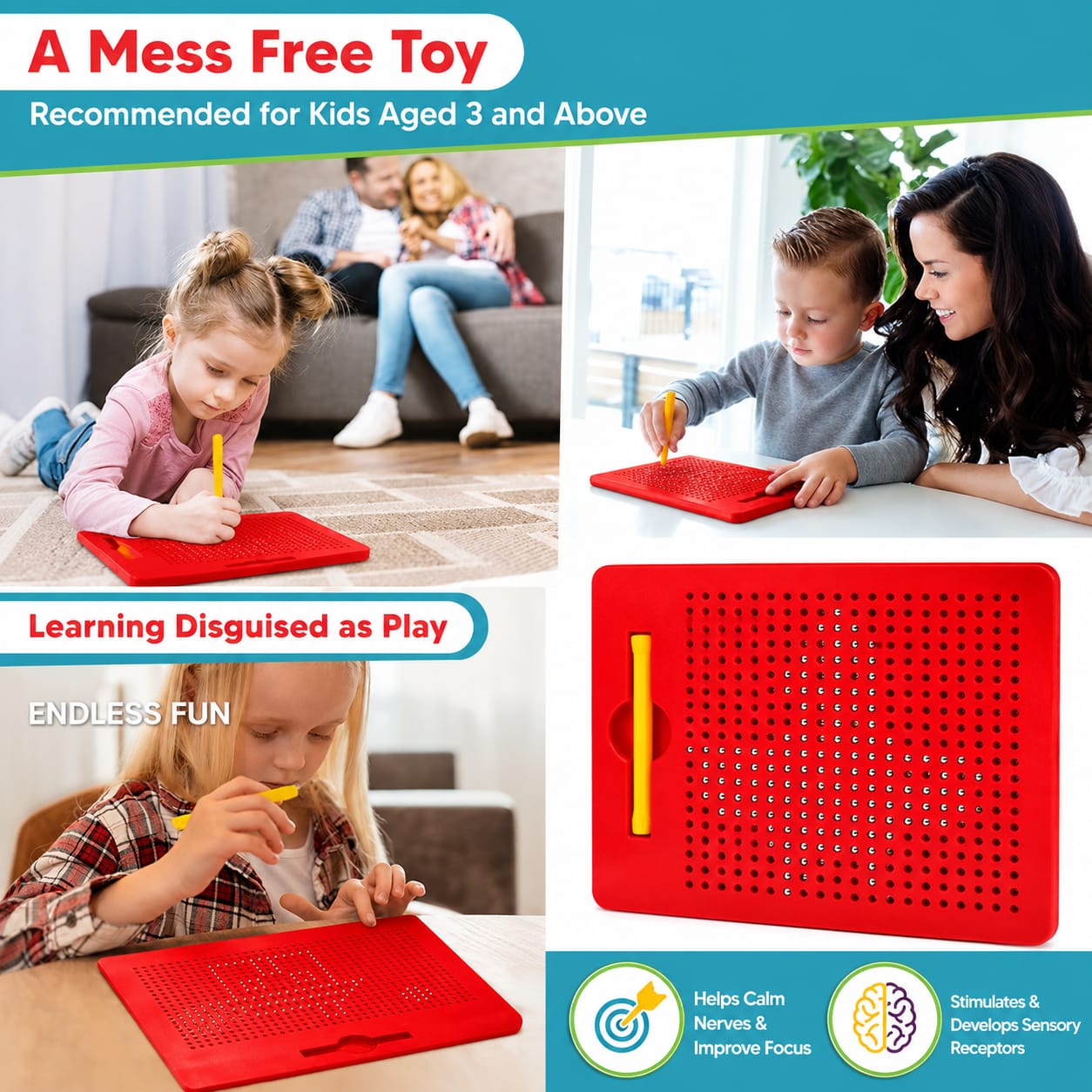 Magnetic Drawing Board for Kids | Reusable Educational Sketch Pad with Magnetic Pen