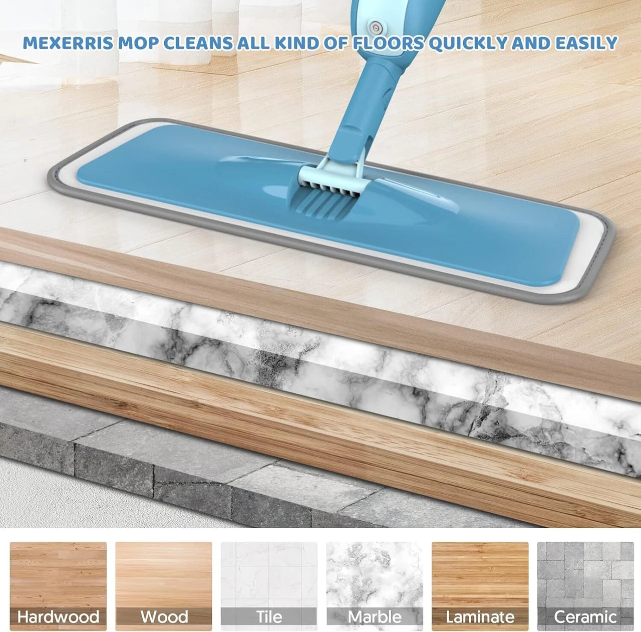 2-in-1 Spray Mop with Built-in Water Tank & Reusable Microfiber Pad – Floor Cleaning Mop for Tile, Wood & Laminate