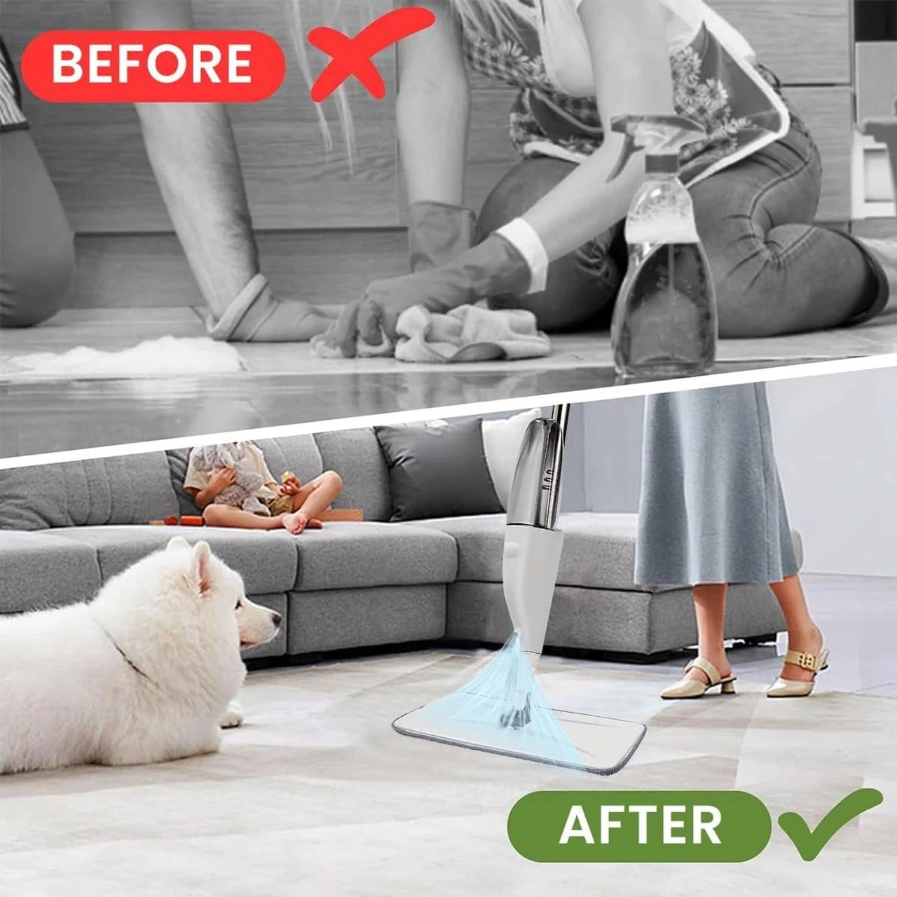 2-in-1 Spray Mop with Built-in Water Tank & Reusable Microfiber Pad – Floor Cleaning Mop for Tile, Wood & Laminate
