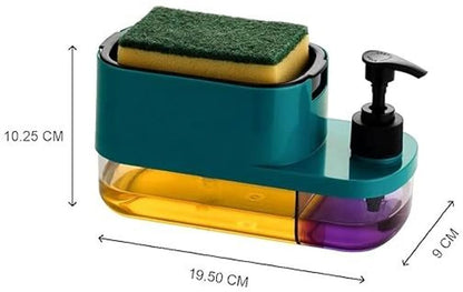 3-in-1 Kitchen Soap Dispenser with Sponge Holder | Press Pump Liquid Soap Organizer