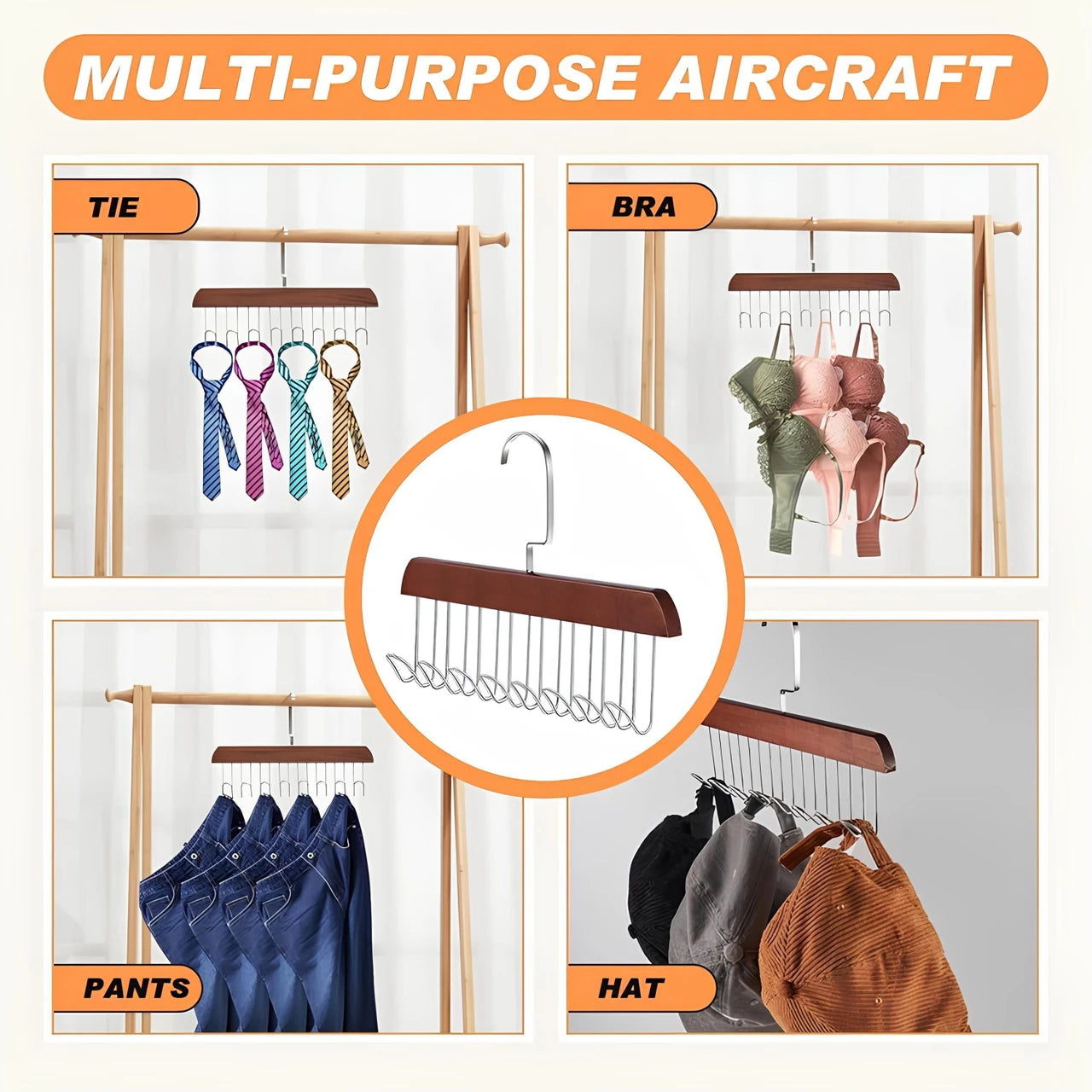 2pc-Premium Space-Saving Cascading Clothes Hanger Organizer – 360° Rotating Closet Storage Rack (8 Hooks)