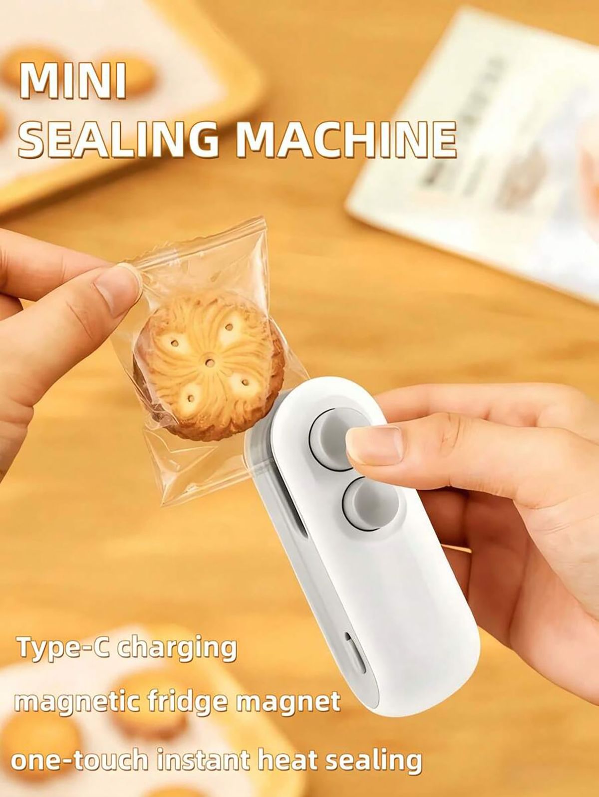 Rechargeable Mini Bag Sealer & Cutter – 2-in-1 USB Type-C Portable Heat Sealing Machine for Food Storage