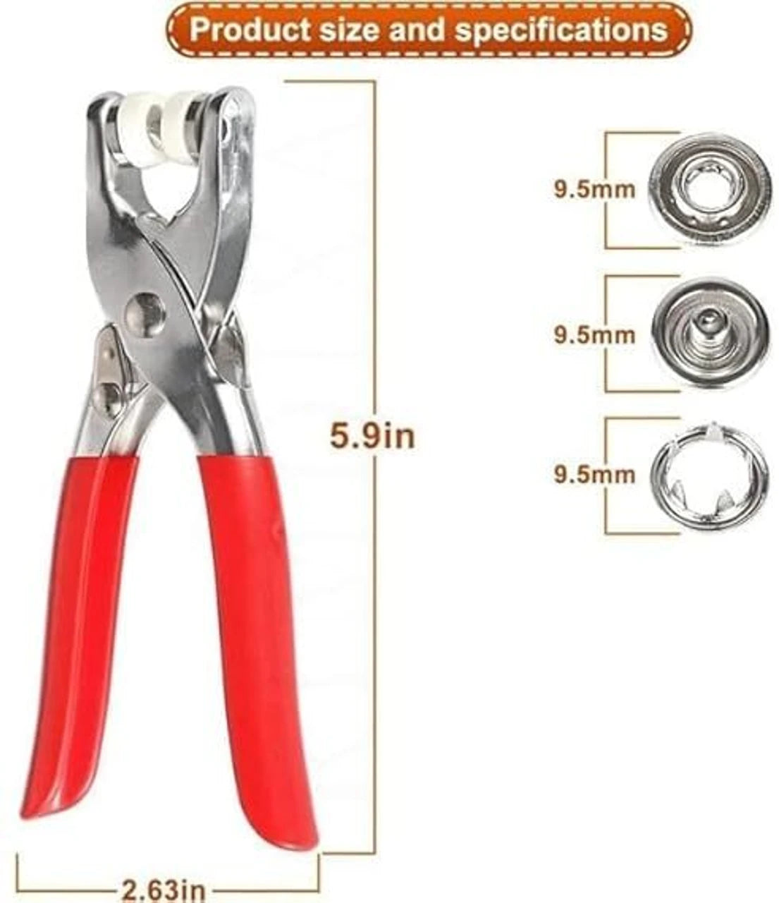 Premium Metal Snap Fastener Kit with Installation Pliers – 100 Piece Heavy-Duty Press Stud Button Set for Leather, Fabric & DIY Crafts