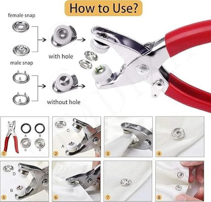 Premium Metal Snap Fastener Kit with Installation Pliers – 100 Piece Heavy-Duty Press Stud Button Set for Leather, Fabric & DIY Crafts