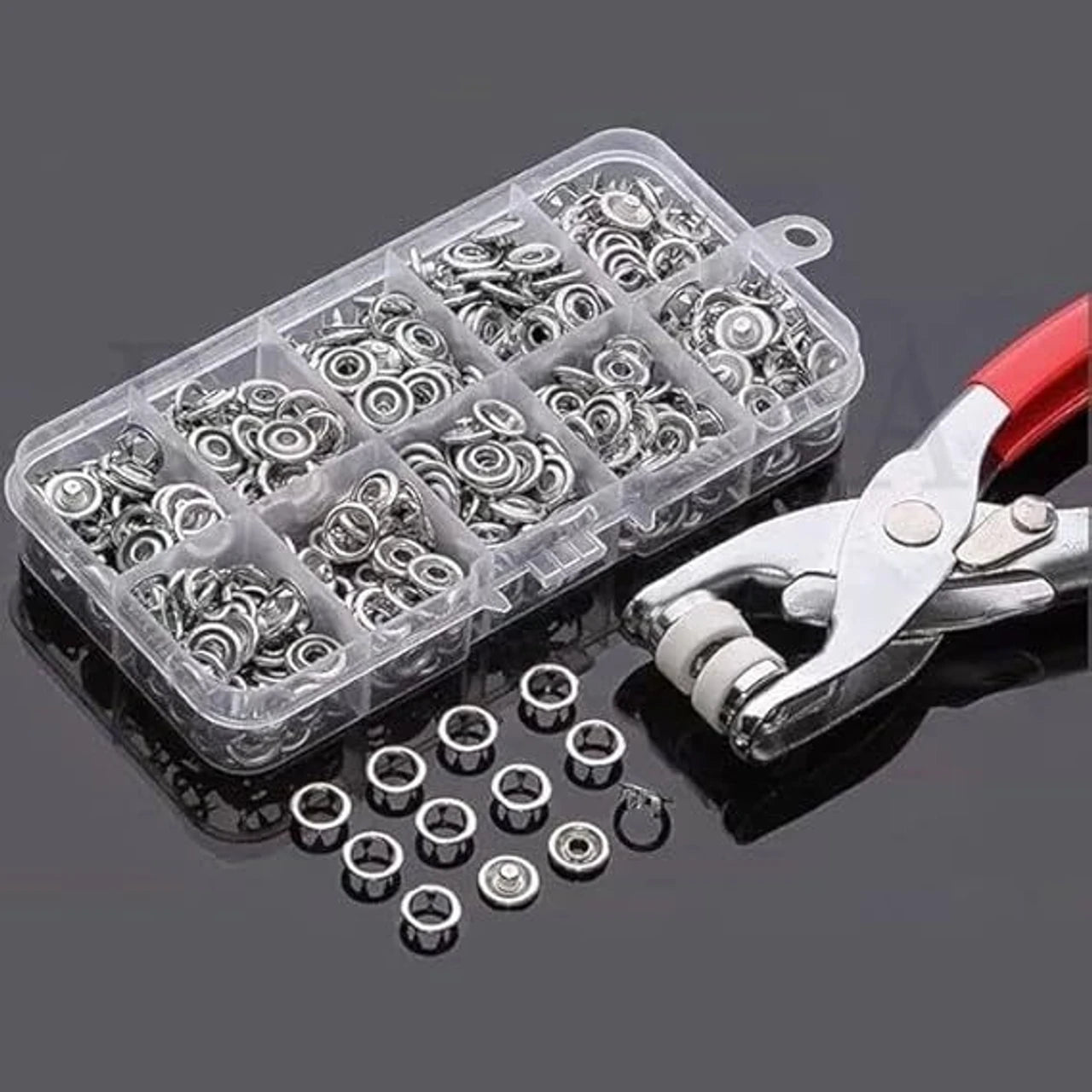 Premium Metal Snap Fastener Kit with Installation Pliers – 100 Piece Heavy-Duty Press Stud Button Set for Leather, Fabric & DIY Crafts