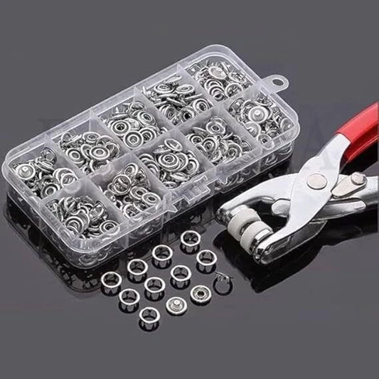 Premium Metal Snap Fastener Kit with Installation Pliers – 100 Piece Heavy-Duty Press Stud Button Set for Leather, Fabric & DIY Crafts