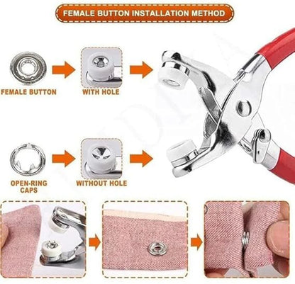 Premium Metal Snap Fastener Kit with Installation Pliers – 100 Piece Heavy-Duty Press Stud Button Set for Leather, Fabric & DIY Crafts