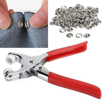 Premium Metal Snap Fastener Kit with Installation Pliers – 100 Piece Heavy-Duty Press Stud Button Set for Leather, Fabric & DIY Crafts