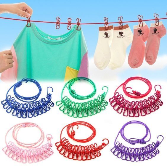 Portable Windproof Clothes Drying Rope with 12 Clips – Travel Laundry Line | Buy 1 Get 1 FREE