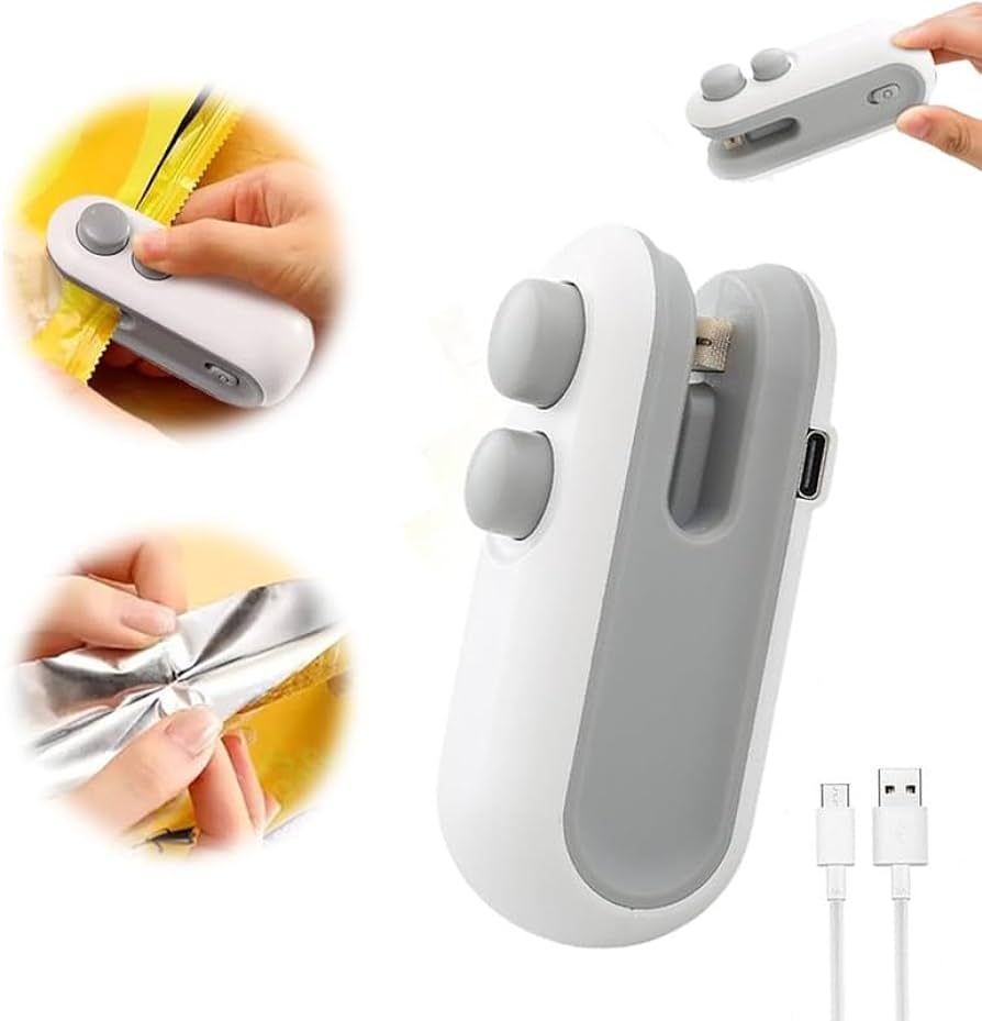 Rechargeable Mini Bag Sealer & Cutter – 2-in-1 USB Type-C Portable Heat Sealing Machine for Food Storage