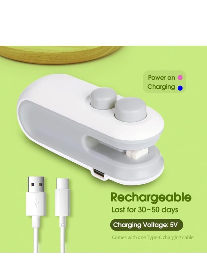 Rechargeable Mini Bag Sealer & Cutter – 2-in-1 USB Type-C Portable Heat Sealing Machine for Food Storage