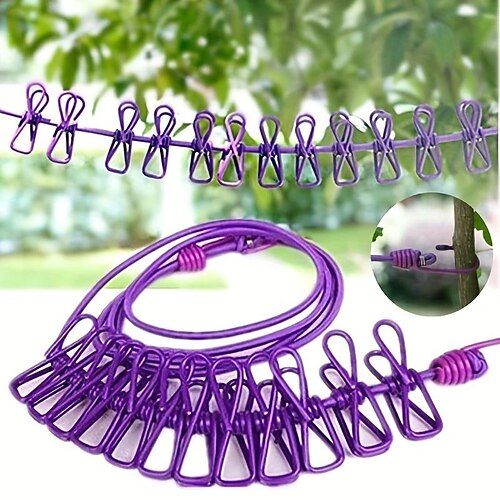 Portable Windproof Clothes Drying Rope with 12 Clips – Travel Laundry Line | Buy 1 Get 1 FREE