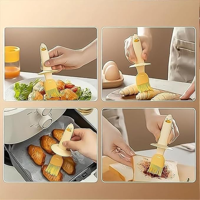 Cute Oil Brush Bottle with Glass Jar | Leakproof Kitchen Basting Brush for BBQ, Baking & Cooking