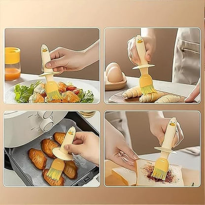 Cute Oil Brush Bottle with Glass Jar | Leakproof Kitchen Basting Brush for BBQ, Baking & Cooking