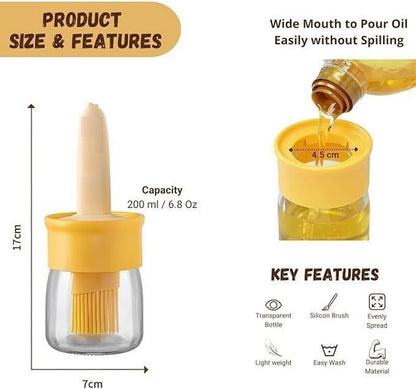 2-in-1 Oil Dispenser & Silicone Basting Brush Bottle – Cute Duck Design for BBQ, Baking & Cooking